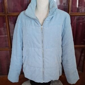 Say What? Light Blue Corduroy Puffer Jacket